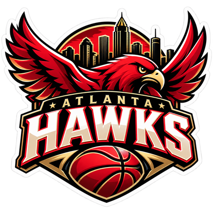 Atlanta Hawks Skyline Crest - Atlanta Hawks NBA Sticker - waterproof vinyl decal