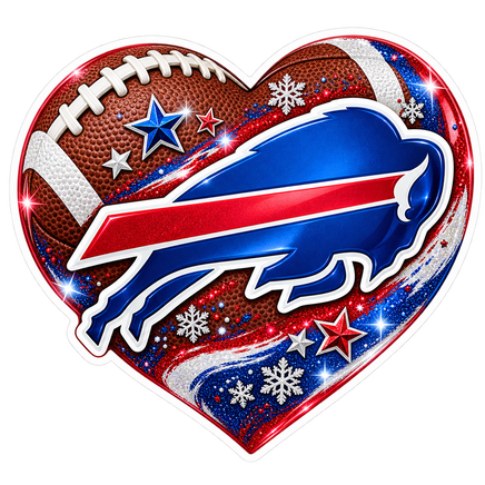 Bills Glitter Snowflake Heart - Buffalo Bills NFL Sticker - waterproof vinyl decal