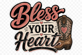Bless your heart sticker with pink heart cowboy boot