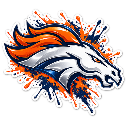 Broncos Paint Splash Logo - Denver Broncos NFL Sticker - waterproof vinyl decal