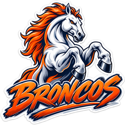 Broncos Rearing Script - Denver Broncos NFL Sticker - waterproof vinyl decal
