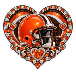 Browns Jeweled Heart - Cleveland Browns NFL Sticker - waterproof vinyl decal