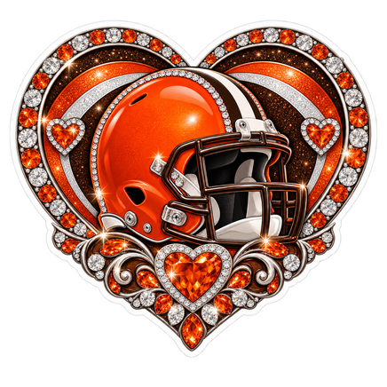 Browns Jeweled Heart - Cleveland Browns NFL Sticker - waterproof vinyl decal