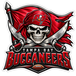 Bucs Bandana Skull - Tampa Bay Buccaneers NFL Sticker - waterproof vinyl decal