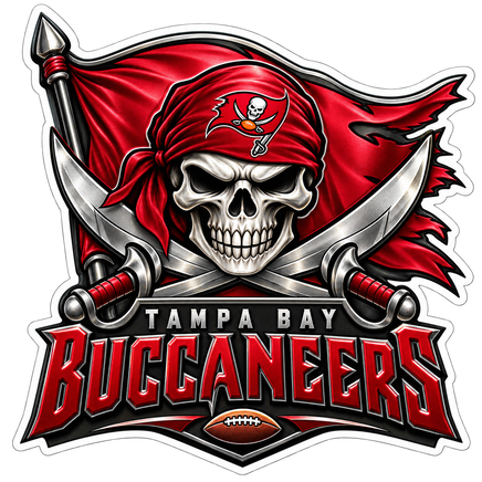 Bucs Bandana Skull - Tampa Bay Buccaneers NFL Sticker - waterproof vinyl decal