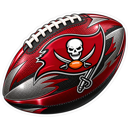 Bucs Red and Pewter Football - Tampa Bay Buccaneers NFL Sticker - waterproof vinyl decal