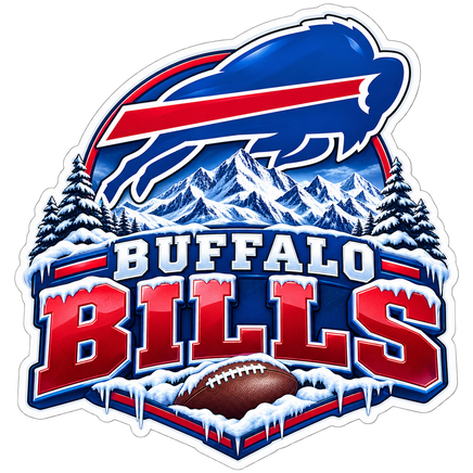 Buffalo Bills Snowy Mountain Wordmark - Buffalo Bills NFL Sticker - waterproof vinyl decal