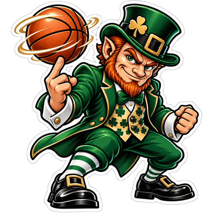 Celtics Leprechaun Ball Spin - Boston Celtics NBA Sticker - waterproof vinyl decal