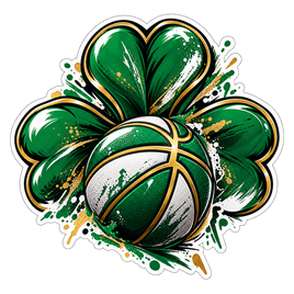 Celtics Shamrock Basketball Splash - Boston Celtics NBA Sticker - waterproof vinyl decal
