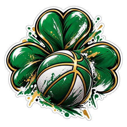 Celtics Shamrock Basketball Splash - Boston Celtics NBA Sticker - waterproof vinyl decal