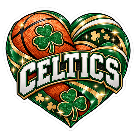Celtics Shamrock Heart - Boston Celtics NBA Sticker - waterproof vinyl decal