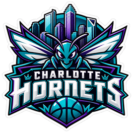 Charlotte Hornets Skyline Crest - Charlotte Hornets NBA Sticker - waterproof vinyl decal