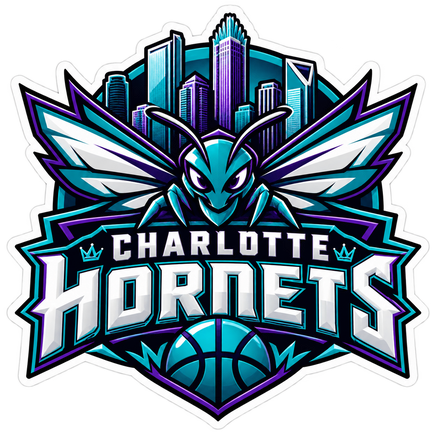 Charlotte Hornets Skyline Crest - Charlotte Hornets NBA Sticker - waterproof vinyl decal
