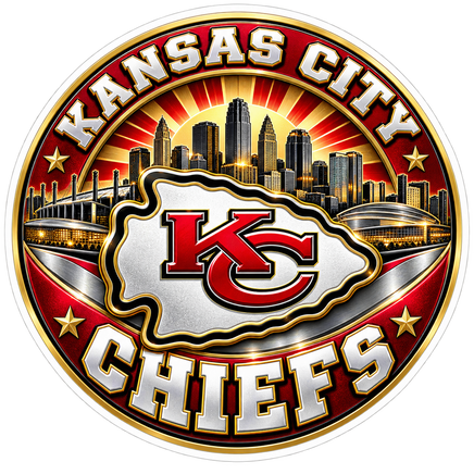 Kansas City Skyline Badge - Kansas City Chiefs NFL Sticker - waterproof vinyl decal