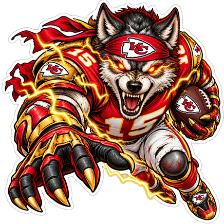 Chiefs Lightning Wolf - Kansas City Chiefs NFL Sticker - waterproof vinyl decal