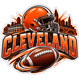 Cleveland Skyline Football - Cleveland Browns NFL Sticker - waterproof vinyl decal