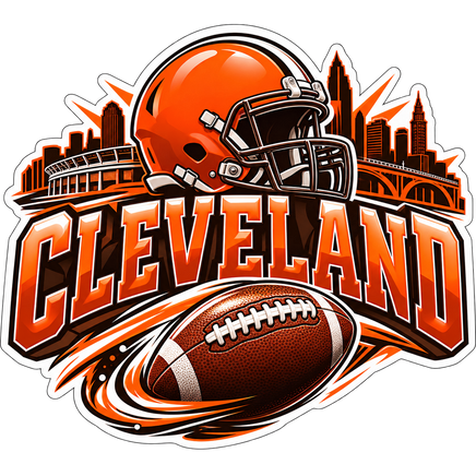 Cleveland Skyline Football - Cleveland Browns NFL Sticker - waterproof vinyl decal