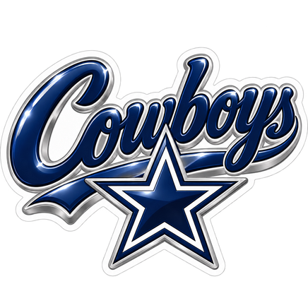 Cowboys Chrome Script - Dallas Cowboys NFL Sticker - waterproof vinyl decal