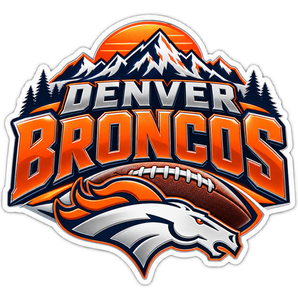 Denver Broncos Mountain Wordmark - Denver Broncos NFL Sticker - waterproof vinyl decal