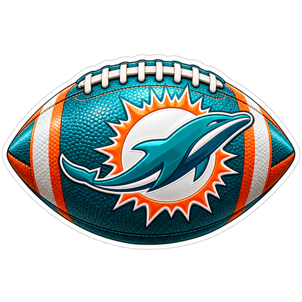 Dolphins Aqua Football - Miami Dolphins NFL Sticker - waterproof vinyl decal