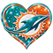 Dolphins Glitter Heart - Miami Dolphins NFL Sticker - waterproof vinyl decal