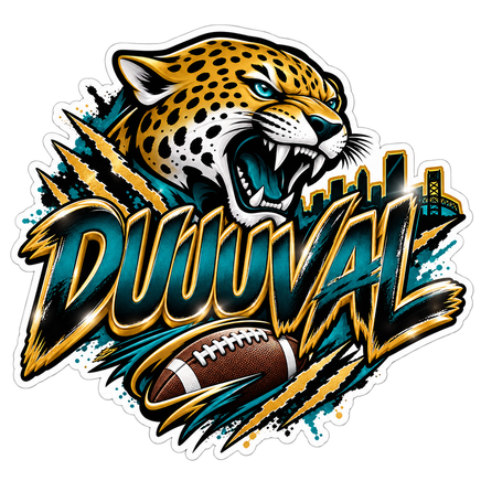 Duuuval Jaguar Skyline - Jacksonville Jaguars NFL Sticker - waterproof vinyl decal