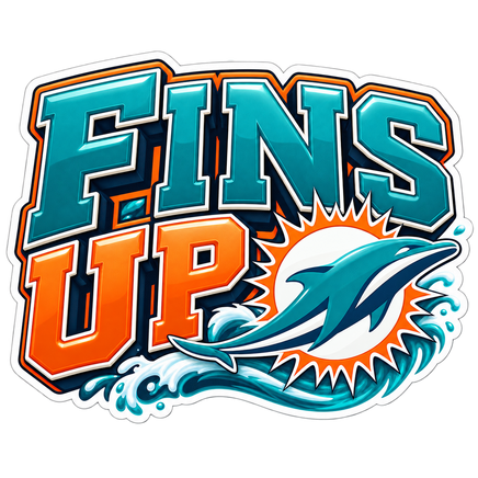 Fins Up Sunburst Splash - Miami Dolphins NFL Sticker - waterproof vinyl decal