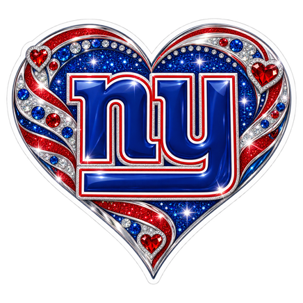 Giants Jeweled Heart - New York Giants NFL Sticker - waterproof vinyl decal