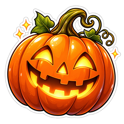 Glowing Jack-o'-Lantern - Halloween Sticker - waterproof vinyl decal