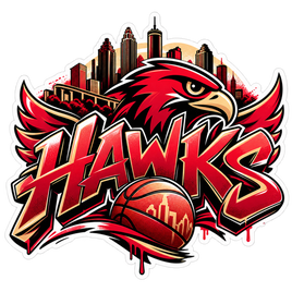 Hawks Graffiti Skyline - Atlanta Hawks NBA Sticker - waterproof vinyl decal