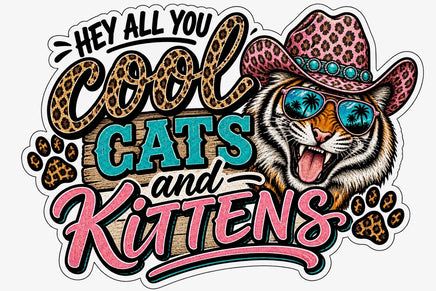 Hey all you cool cats and kittens tiger in a cowboy hat sticker