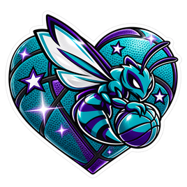 Hornets Basketball Heart - Charlotte Hornets NBA Sticker - waterproof vinyl decal