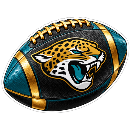 Jaguars Teal and Gold Football - Jacksonville Jaguars NFL Sticker - waterproof vinyl decal