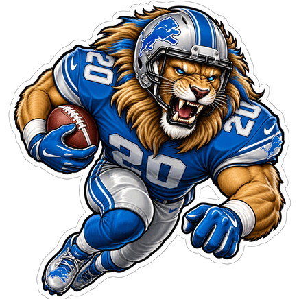 Lion Running Back #20 - Detroit Lions NFL Sticker - waterproof vinyl decal