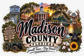 Madison County Florida small town big heart sticker with courthouse and water tower