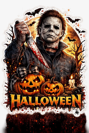 Michael Myers with jack-o-lanterns Halloween sticker