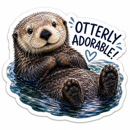 Otterly adorable sea otter floating sticker
