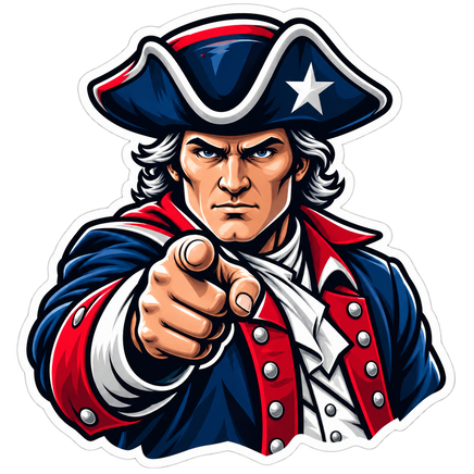 Patriot Minuteman Pointing - New England Patriots NFL Sticker - waterproof vinyl decal