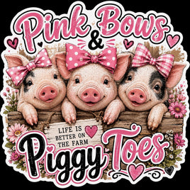 Pink bows and piggy toes, life is better on the farm sticker with three piglets