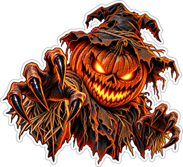 Pumpkin Head Scarecrow - Halloween Sticker - waterproof vinyl decal