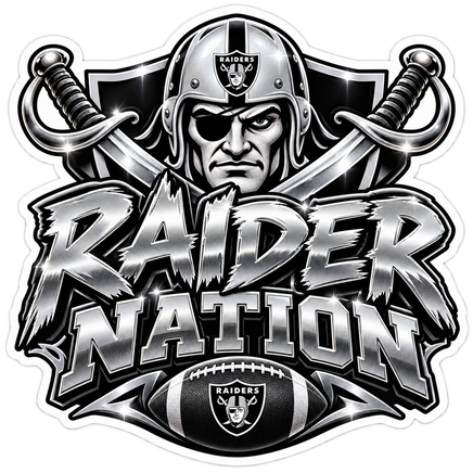 Raider Nation Chrome - Las Vegas Raiders NFL Sticker - waterproof vinyl decal