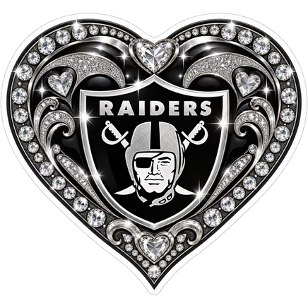 Raiders Diamond Heart - Las Vegas Raiders NFL Sticker - waterproof vinyl decal