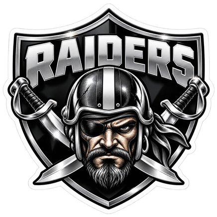 Raiders Pirate Shield - Las Vegas Raiders NFL Sticker - waterproof vinyl decal