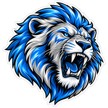 Roaring Blue Lion - Detroit Lions NFL Sticker - waterproof vinyl decal