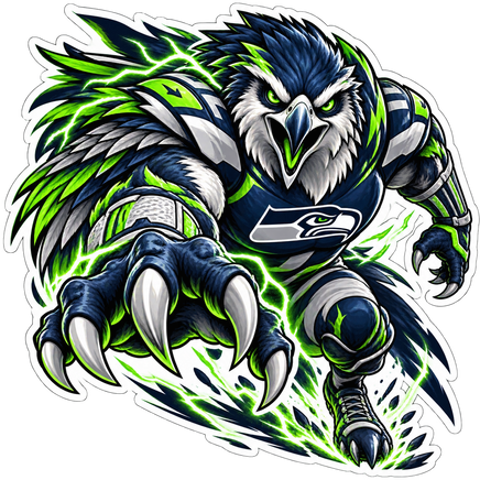 Charging Seahawk - Seattle Seahawks NFL Sticker - waterproof vinyl decal