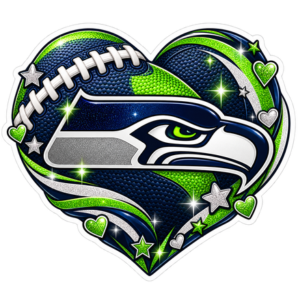 Seahawks Glitter Heart - Seattle Seahawks NFL Sticker - waterproof vinyl decal