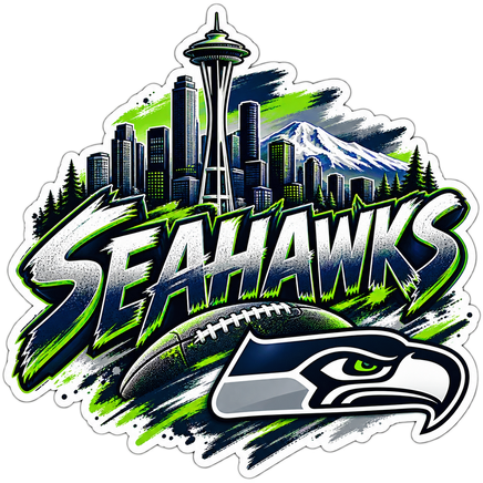 Seahawks Space Needle Skyline - Seattle Seahawks NFL Sticker - waterproof vinyl decal