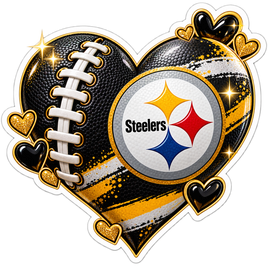 Steelers Black and Gold Heart - Pittsburgh Steelers NFL Sticker - waterproof vinyl decal