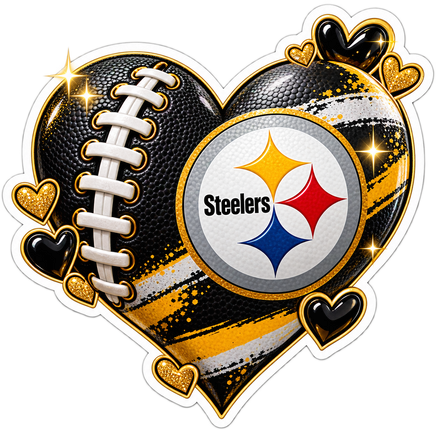 Steelers Black and Gold Heart - Pittsburgh Steelers NFL Sticker - waterproof vinyl decal