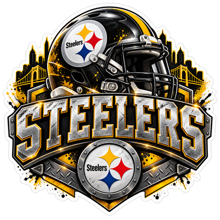 Steelers Diamond Plate Helmet - Pittsburgh Steelers NFL Sticker - waterproof vinyl decal